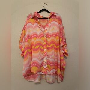 Pink and orange boutique blouse